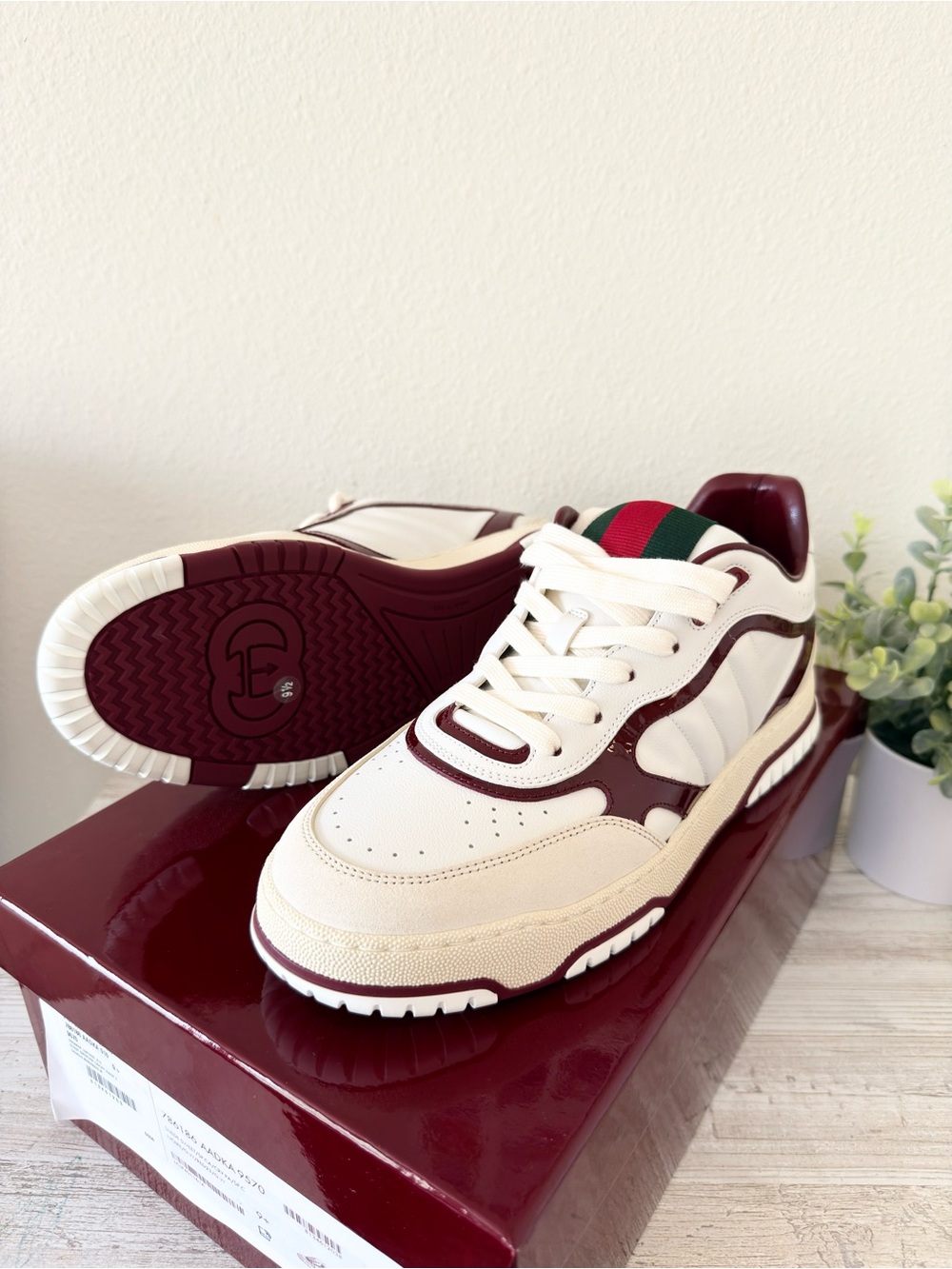 New Gucci Re-Web mens leather sneakers, Size UK 9.5, US 10